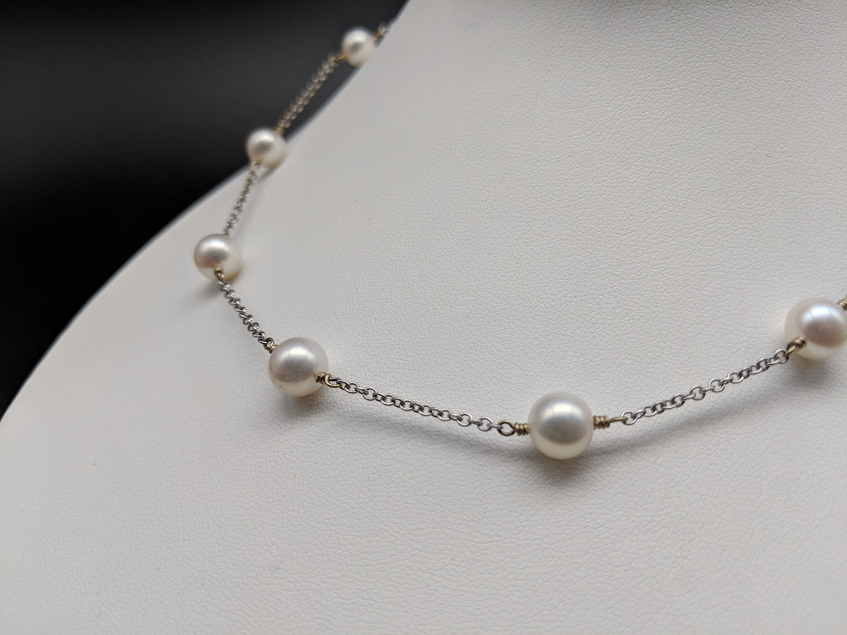 TATIANA☆Dot Fresh Water Pearl Necklace TATIANA] 韓国☆SILVER925☆Dot Fresh Water Pearl Necklace