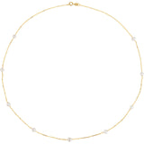 4.2MM White Pearl 14K Yellow Gold Station Necklace