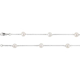 5MM White Pearl 14K Station Necklace