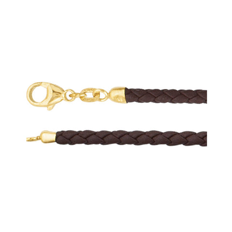 3MM Brown Leather Braided Cord